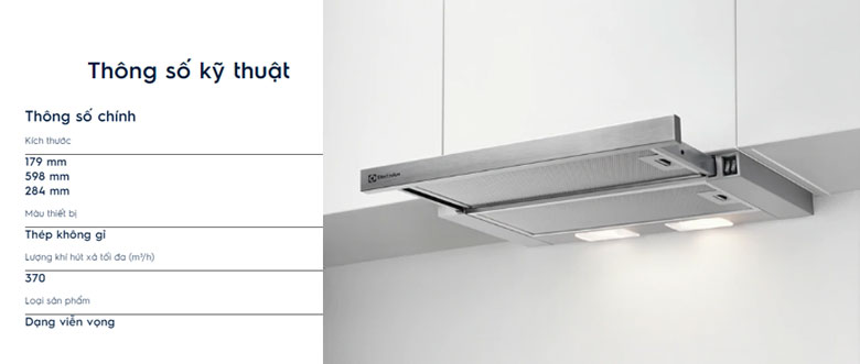 Máy hút mùi kích thước 60cm Electrolux LFP316S
