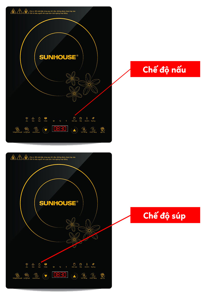 Cách sử dụng bếp từ Sunhouse sử dụng chức năng nấu và súp