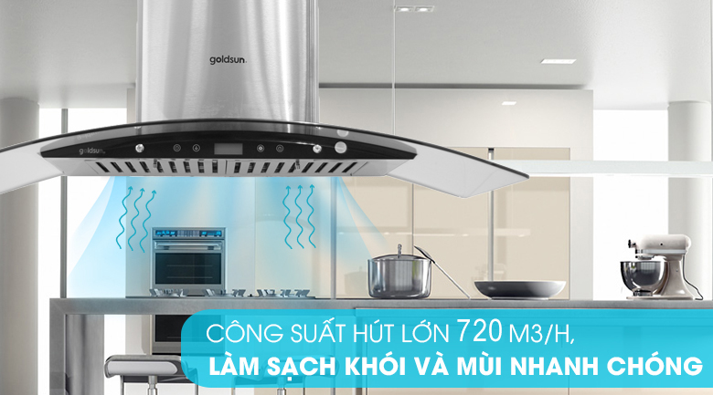 Kích thước máy hút mùi kính cong Goldsun 90cm GS-190D