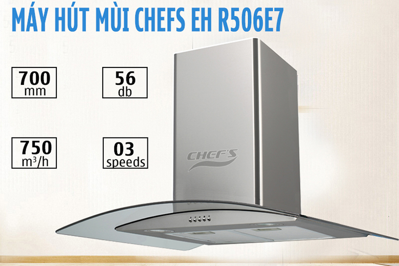 Kích thước máy hút mùi kính cong Chef's EH-R506E7