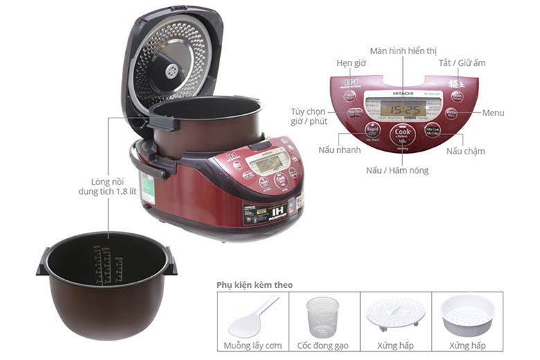 Nồi cơm điện cao tần Hitachi 1.8L RZ-GHE18 các thông số liên quan