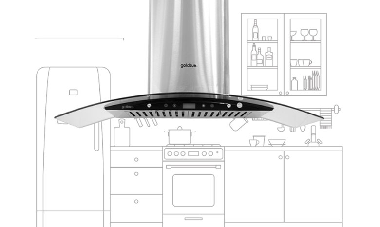 Máy hút mùi kính cong Goldsun 90cm GS-190D