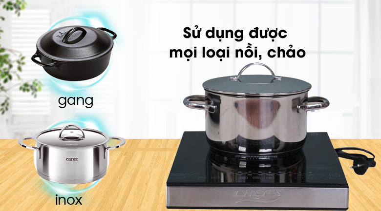 Bếp hồng ngoại đơn Chef's EH-HL2000A sử dụng mọi loại nồi