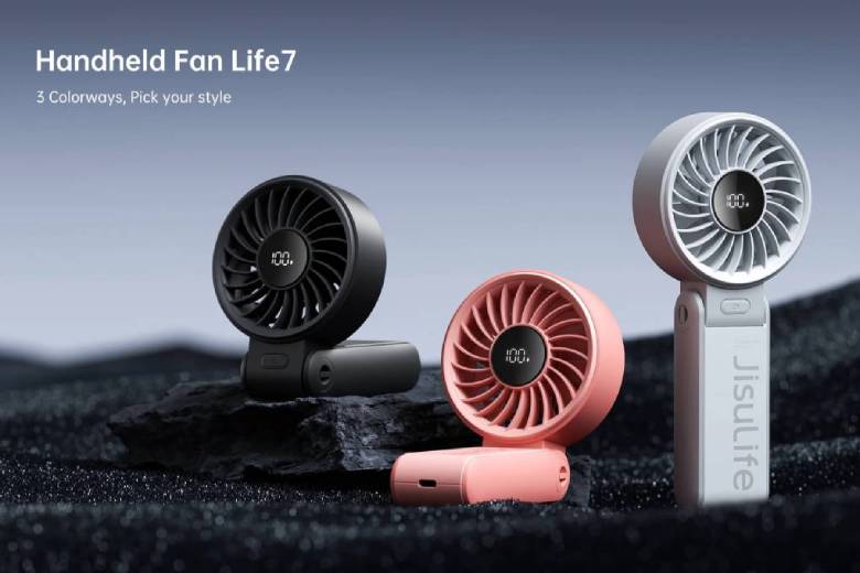 Quạt cầm tay Jisulife Life 7 3600mAh Hồng J2545 - Thiết kế gấp gọn thời thượng 