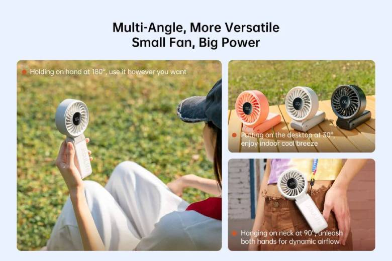 Quạt cầm tay Jisulife Life 7 3600mAh Hồng J2545 - Pin 3600mAh làm mát cả ngày dài