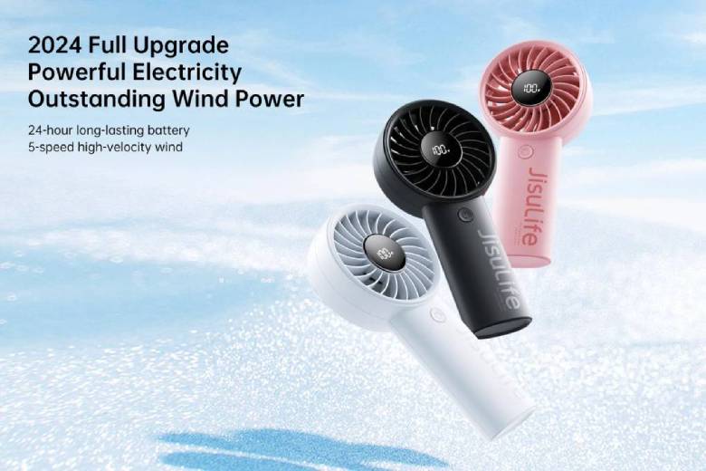 Quạt cầm tay Jisulife Life 4 5000mAh Hồng J2866 - 5 cấp độ gió linh hoạt theo nhu cầu