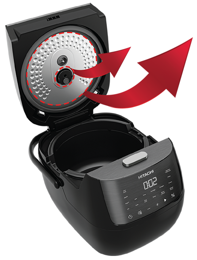 nồi cơm điện Hitachi RZ-S18VN BK có nắp và van hơi tháo rời