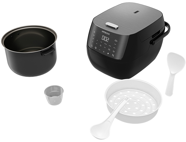 Nồi cơm điện tử Hitachi 1.8 lít RZ-S18VN BK đầy đủ phụ kiện