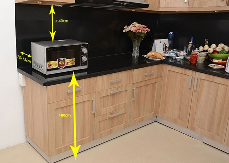 Các vị trí đặt lò vi sóng trong bếp bạn nên quan tâm