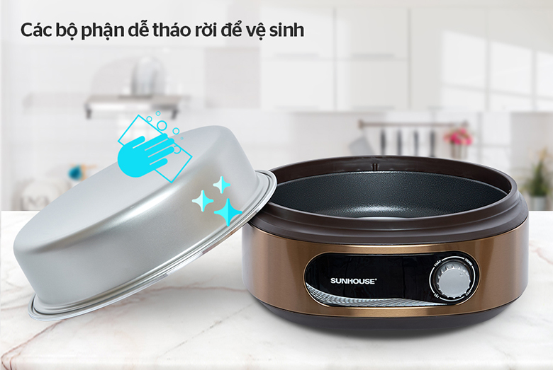 Tháo lắp-Nồi lẩu điện Sunhouse 5 lít SHD4525