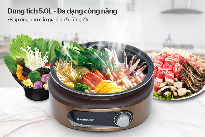 Dung tích-Nồi lẩu điện Sunhouse 5 lít SHD4525