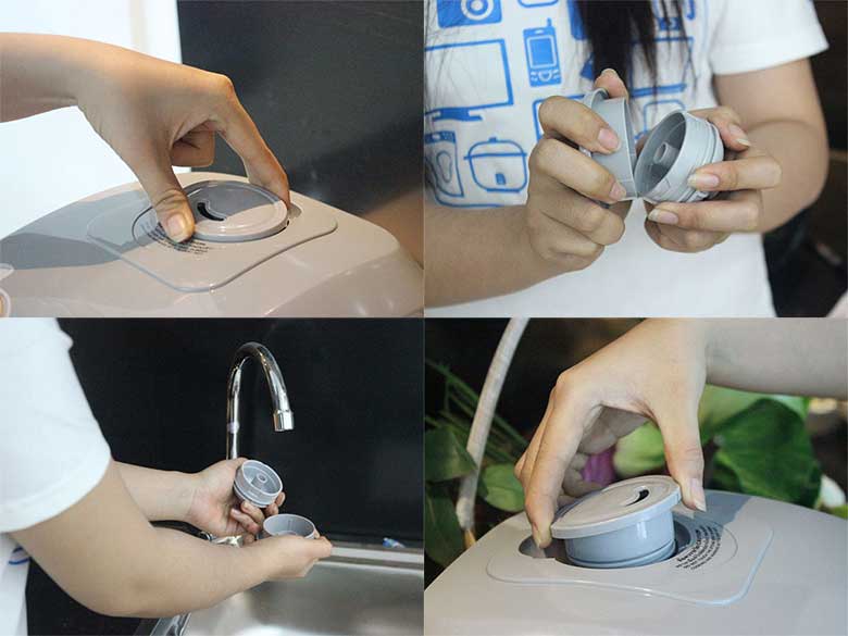 Cách vệ sinh nồi cơm điện lau nhẹ van thoát nước