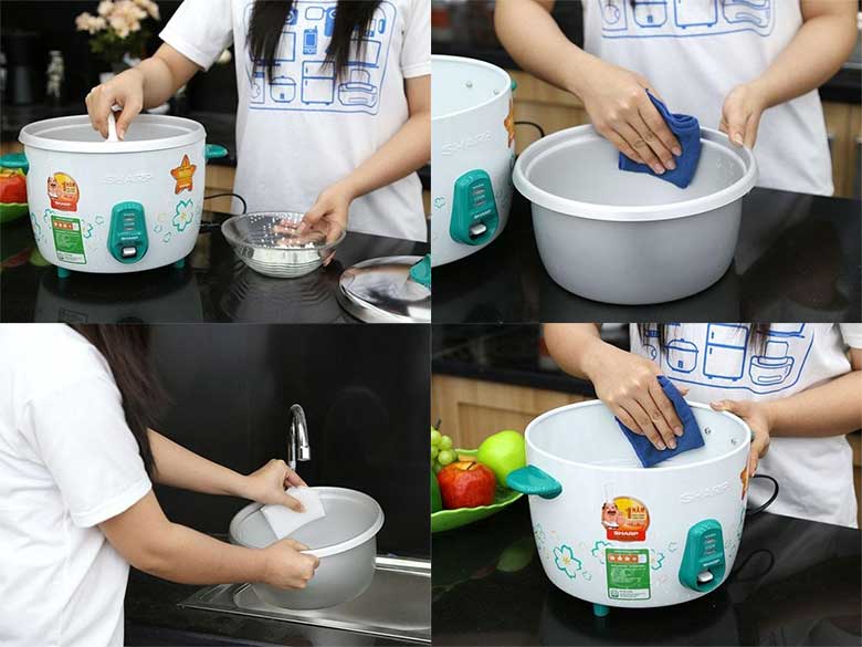 Cách làm sạch nồi cơm điện nắp rời nhanh chóng