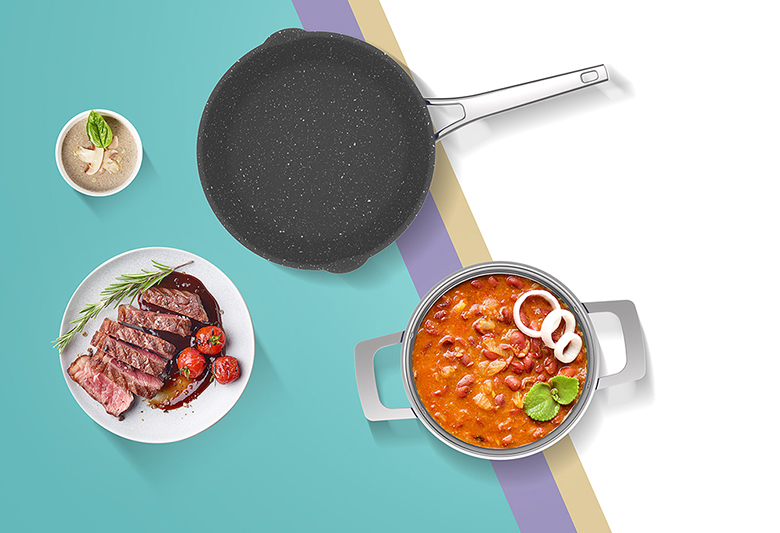 Chất liệu cao cấp - Bộ nồi Inox liền khối Elmich Hera EL-8138IN size 16, 18, 22 chảo full induction 26cm