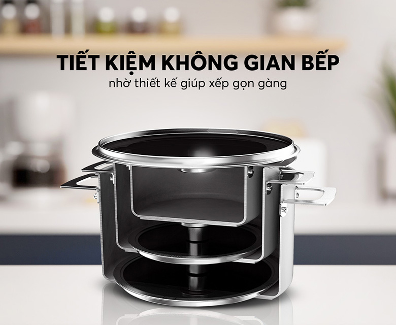 Đa dạng kích cỡ - Bộ nồi Inox liền khối Elmich Hera EL-8138IN size 16, 18, 22 chảo full induction 26cm