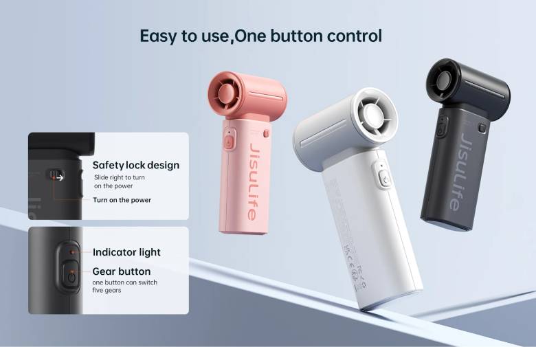 Quạt cầm tay Jisulife Life 9 3600mAh Đen J2620 - Chất liệu ABS cao cấp, bền đẹp