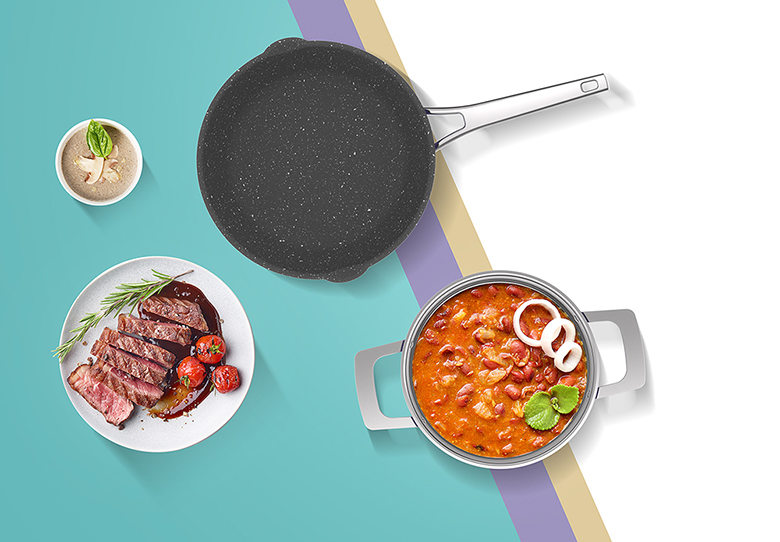 Đa năng - Bộ nồi inox liền khối Elmich Hera EL-8137IN size 18, nồi hấp 22, chảo 26cm