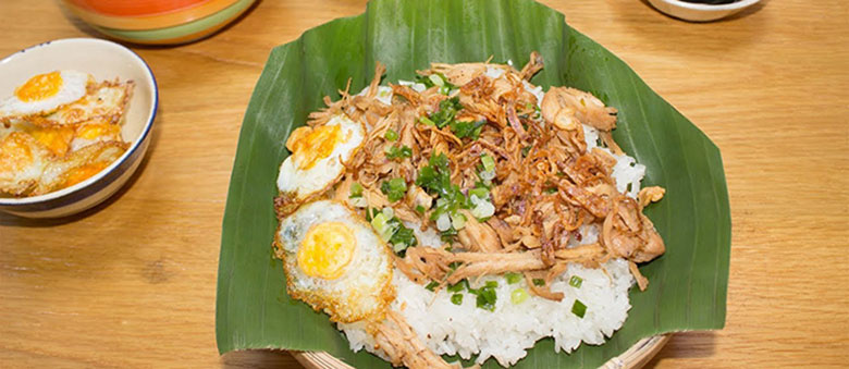 Thành phẩm cách nấu xôi gà bằng nồi cơm điện thật hấp dẫn