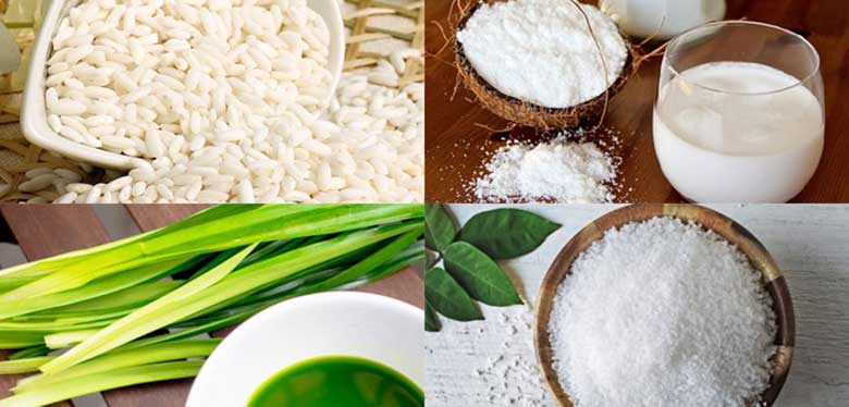 Cách nấu xôi lá dứa bằng nồi cơm điện sử dụng nguyên liệu sau