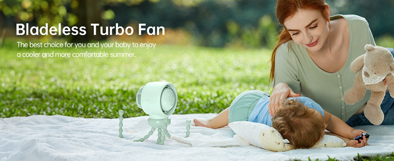 Quạt kẹp đa năng Jisulife Life 2 4000mAh xanh J3115 sử dụng nhiều vị trí