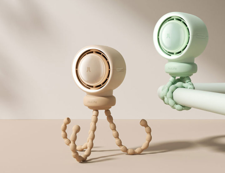 Quạt kẹp đa năng kẹp nôi Jisulife Life 2 4000mAh xanh J3115 chân bạch tuộc