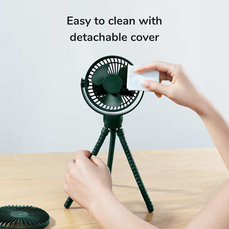 Quạt kẹp đa năng Jisulife FA24 4000mAh Xanh lá J2189 dễ vệ sinh