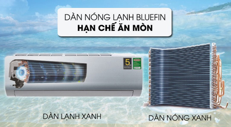 Điều hòa Aqua có tốt không: dàn trao đổi nhiệt phủ chất chống ăn mòn BlueFin