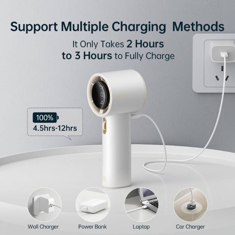 Quạt cầm tay Jisulife FA53 ABS 3600mAh hồng J1388 - Pin 3600 mAh cho cả ngày