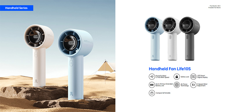 5 mức gió tùy chỉnh - Quạt cầm tay Jisulife Life 10S 5000mAh Xanh dương J4051