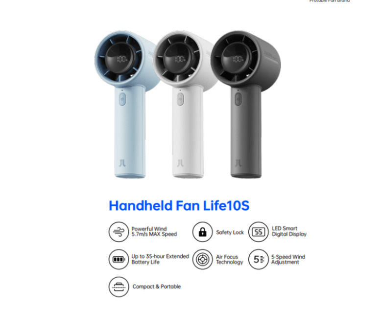 Thiết kế tối giản - Quạt cầm tay Jisulife Life 10S 5000mAh Xanh dương J4051