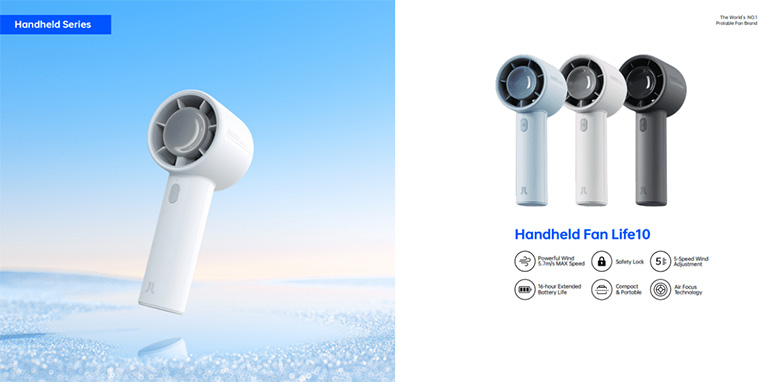 5 mức gió linh hoạt - Quạt cầm tay Jisulife Life 10 4000mAh xanh dương J4006