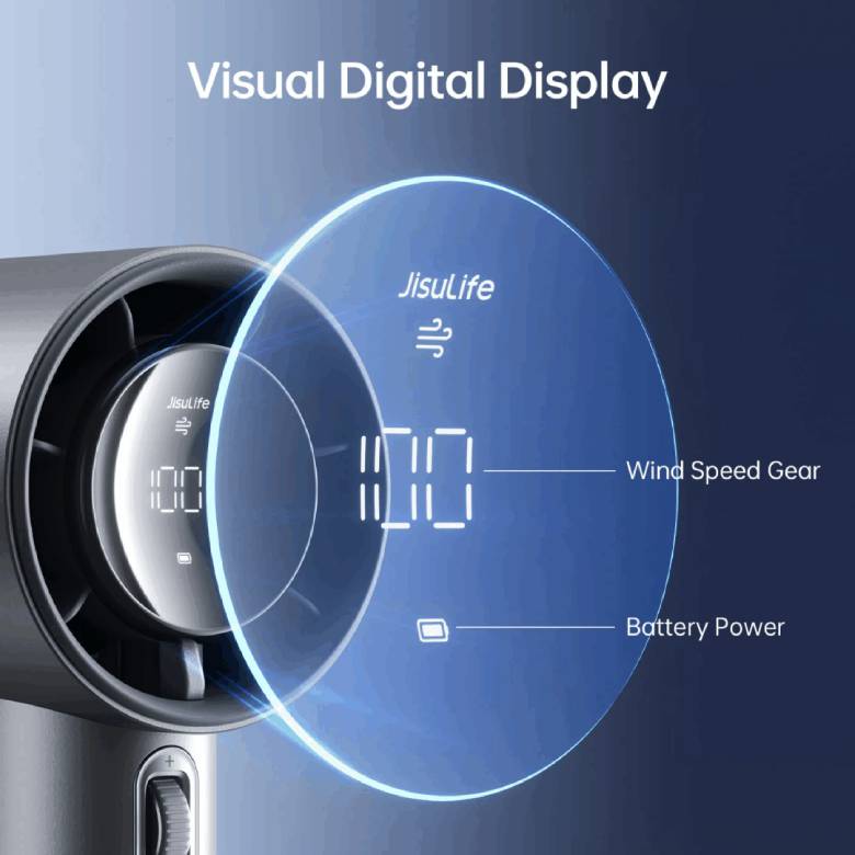 Quạt Cầm tay Jisulife FA53 Pro 5000mAh Xanh đậm J1869 - Màn hình LED hiển thị thông minh