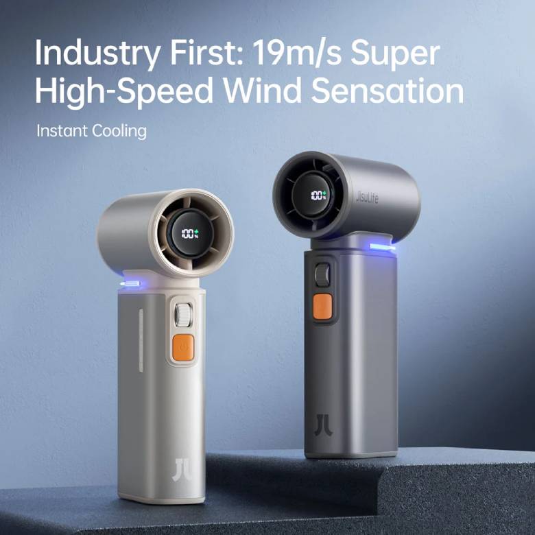 Quạt Cầm tay Jisulife Cao Cấp Ultra1 FA55 18W 9000mAh Nâu J1425 - Tốc độ gió tối đa có thể đạt đến 19m/s.