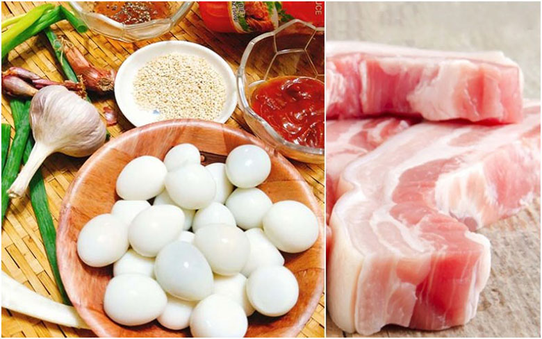 Cách kho thịt bằng nồi cơm điện khi chọn thịt và trứng cút