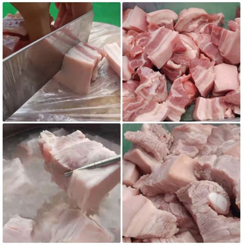 Thịt kho tàu bằng nồi cơm điện khi sơ chế thịt