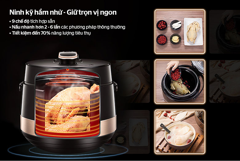 Đa chức năng-Nồi áp suất điện tử đa năng 5L Sunhouse Mama SHD1586B đen