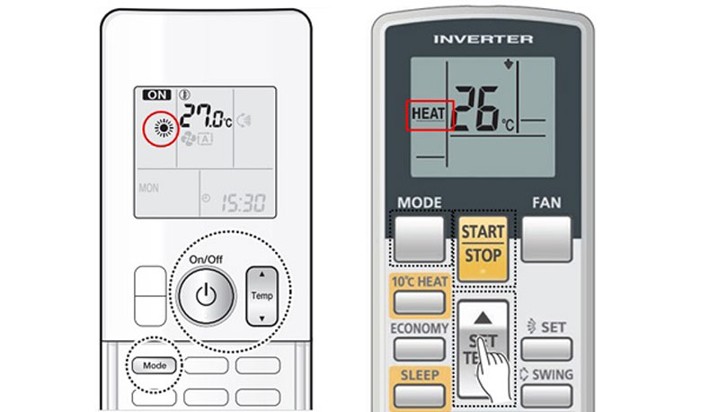 Cách bật chế độ nóng điều hoà Panasonic: điều hòa chưa bật sẵn