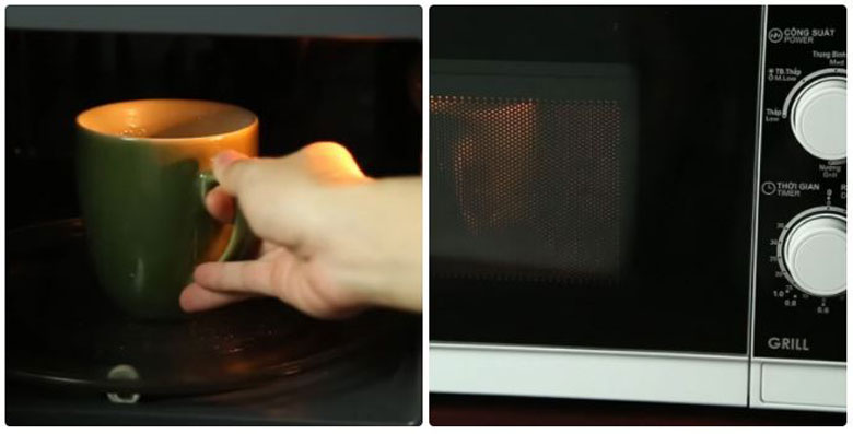 Cách làm bánh chuối nướng bằng lò vi sóng bước cuối cho vào lò vi sóng để nướng