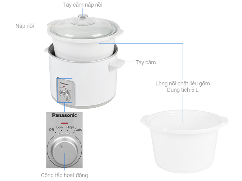 ảnh kích thước-Nồi nấu chậm Panasonic 5 lít NF-N50ASRA