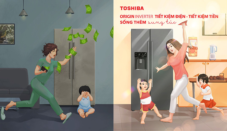 Tủ lạnh SBS Toshiba Inverter 493 lít RS637WE-PMV - origin inverter