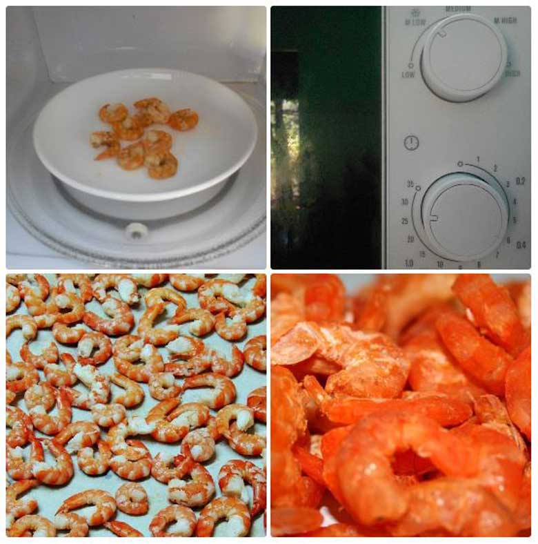 Cách làm tôm khô bằng lò vi sóng cần làm theo các bước khi dùng