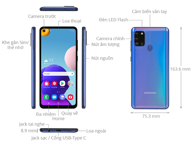 Samsung Galaxy A21s 3GB/32GB với các thông số kỹ thuật