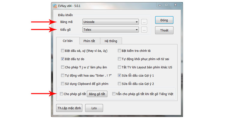 Bàn phím ấn số ra chữ - Điều chỉnh bảng mã và kiểu gõ