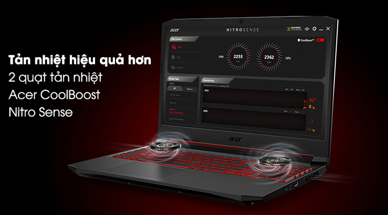 Laptop Acer Gaming Nitro 5 AN515-45-R6EV  2 quạt tản nhiệt