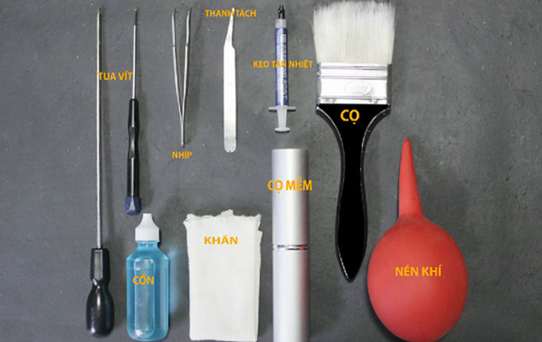 Dụng cụ chuẩn bị vệ sinh laptop, máy tính