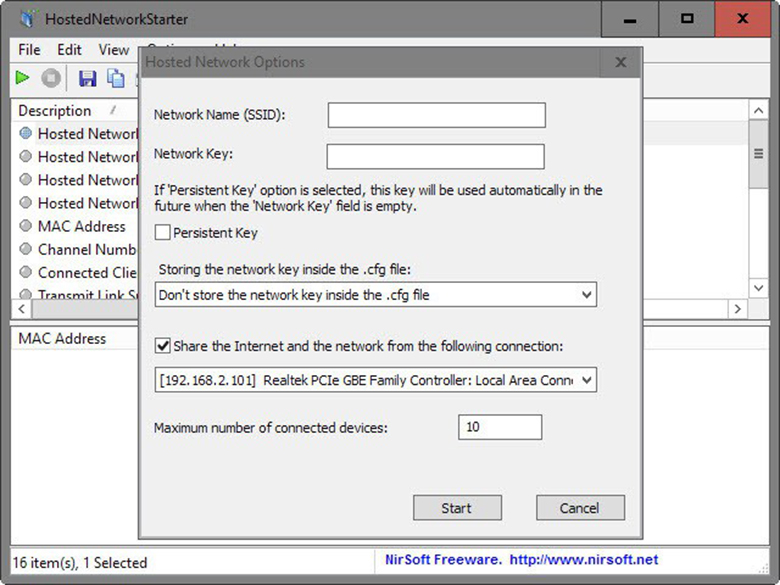 Phần mềm phát wifi cho laptop: HostedNetworkStarter