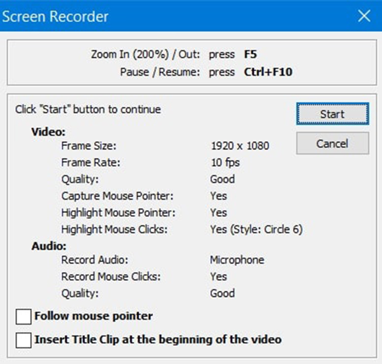 Để bắt đầu quay các bạn click vào "Record" trong phần mềm chụp ảnh màn hinh laptop FastStone Capture