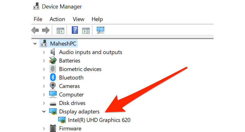 Máy tính bị đen màn hình chỉ thấy chuột - Display adapters
