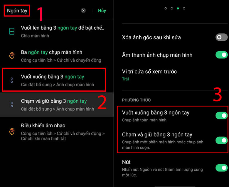 Cách chụp màn hình Oppo A12 bằng vuốt 3 ngón tay