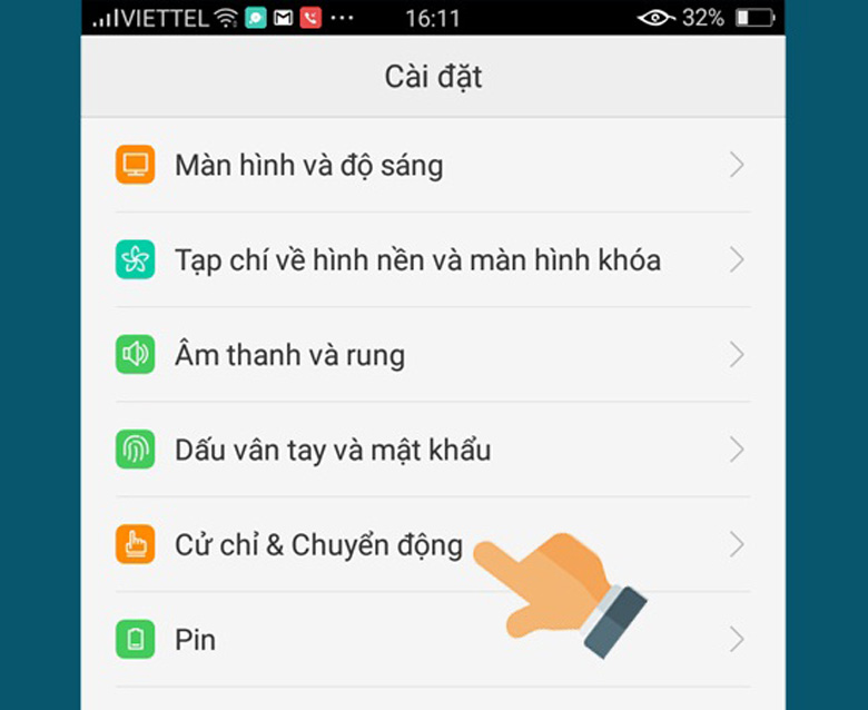 Cách chụp màn hình Oppo F5 dùng 3 ngón tay để vuốt vào cử chỉ & chuyển động